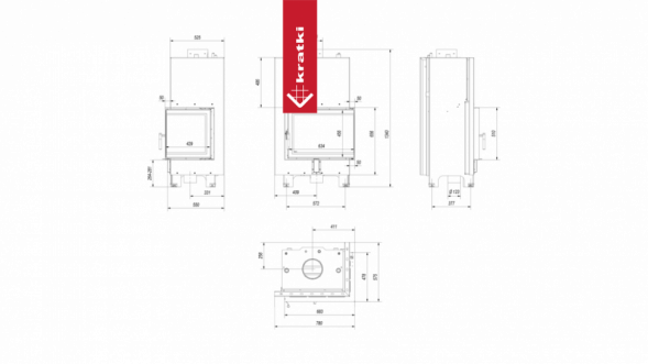 Топка с теплообменником Kratki PRO MBZ/PW/13/P/BS/W