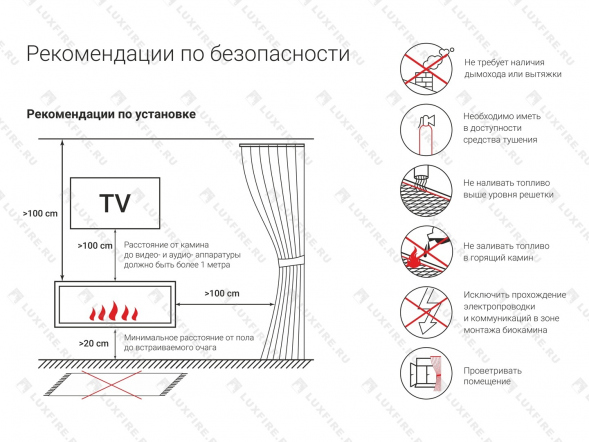 Встроенный биокамин Lux Fire Сквозной 1210 М