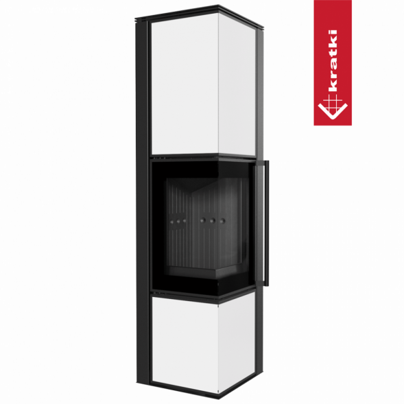 Печь Kratki PRO TORA/L 8 кВт, белое стекло (Черная футеровка)