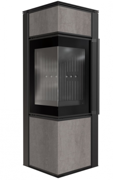 Печь Kratki PRO TORA/S NATURALI PIETRA DI SAVOIA GRIGIA BOCCIARDATA (Чёрная футеровка, с доводчиком)