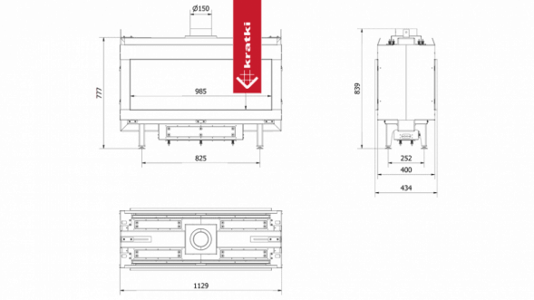 Топка газовая Kratki PRO LEO/100/TUNEL/G31/37MBAR (баллон)