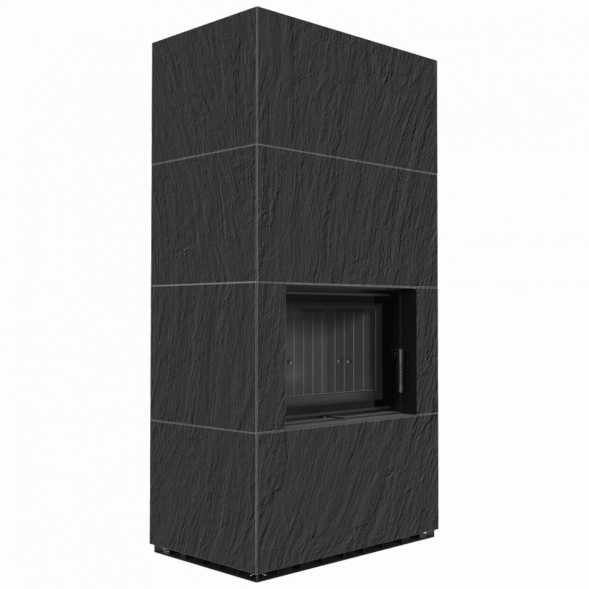Каминокомплект Kratki PRO FLOKI NATURALI ARDESIA NERO A SPACCO (Чёрная футеровка)