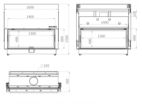 Каминная топка двойная 140x60 C G Echa Tech